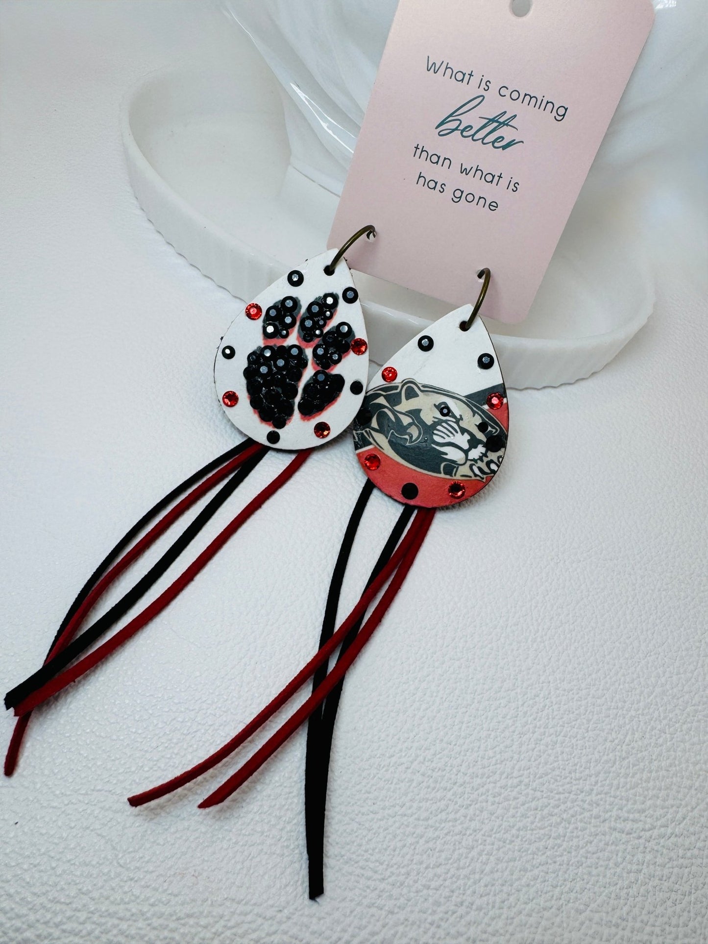 Custom Sports Earrings - Jagged Leather Handmade Jewelry