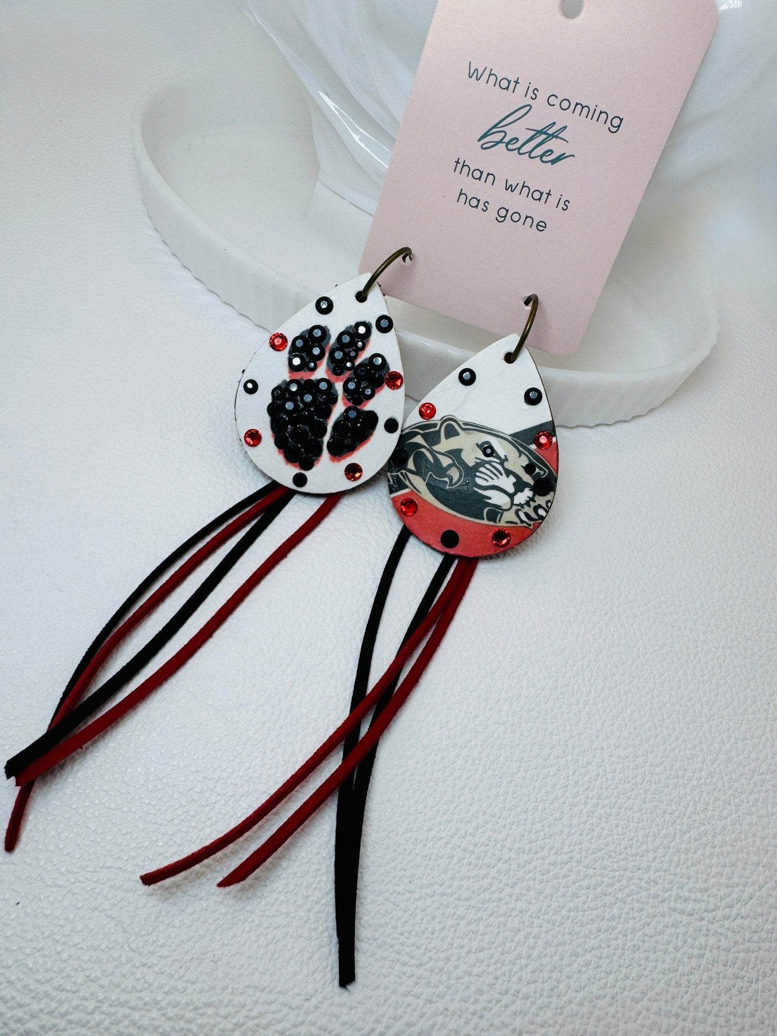 Custom Sports Earrings - Jagged Leather Handmade Jewelry