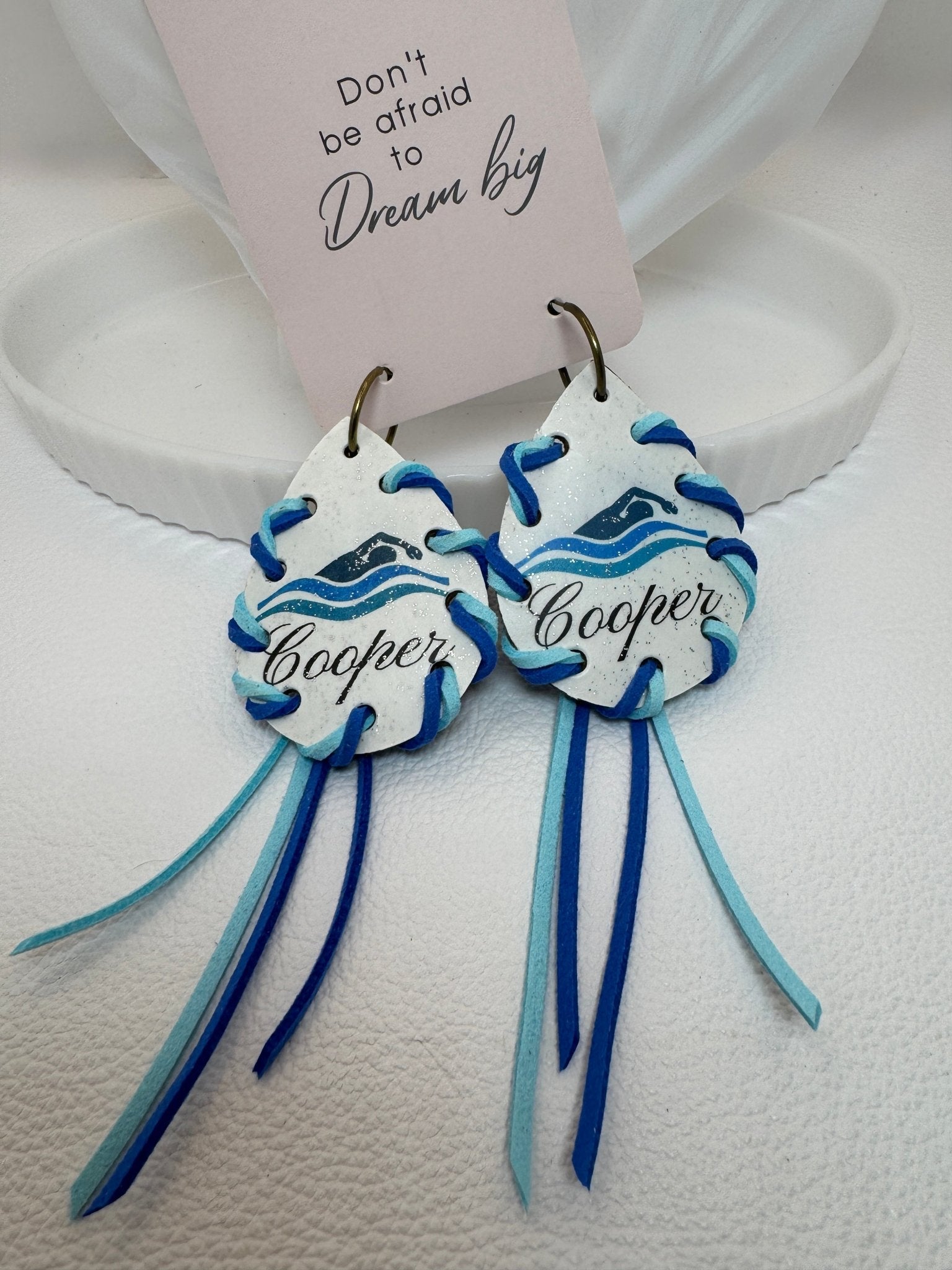 Custom Sports Earrings - Jagged Leather Handmade Jewelry