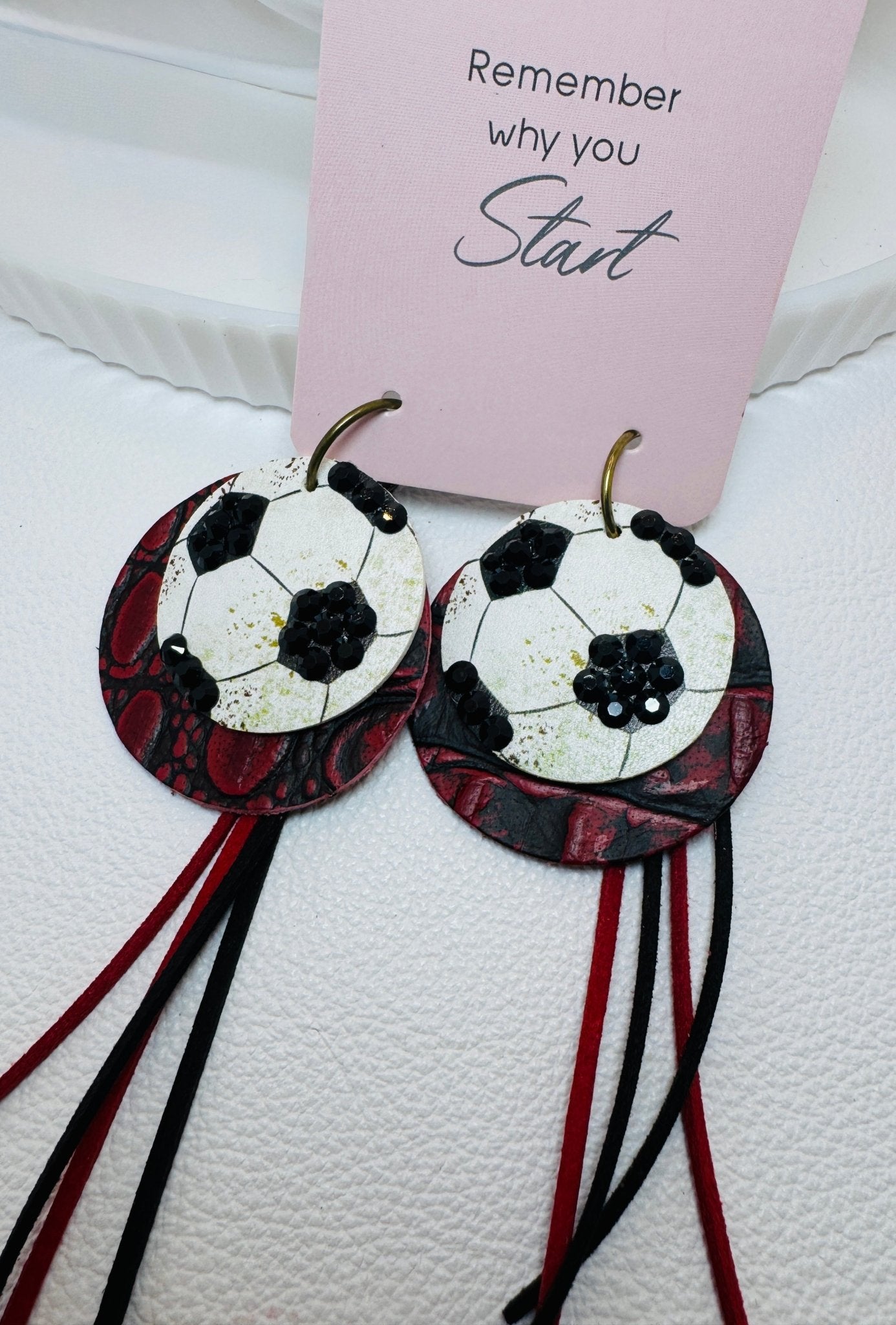 Custom Sports Earrings - Jagged Leather Handmade Jewelry