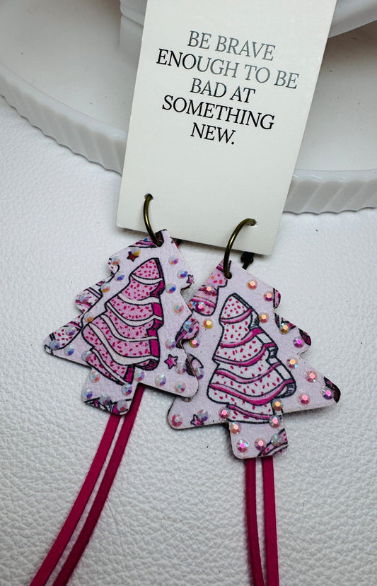 Pink Christmas Tree Treat - Jagged Leather Handmade Jewelry