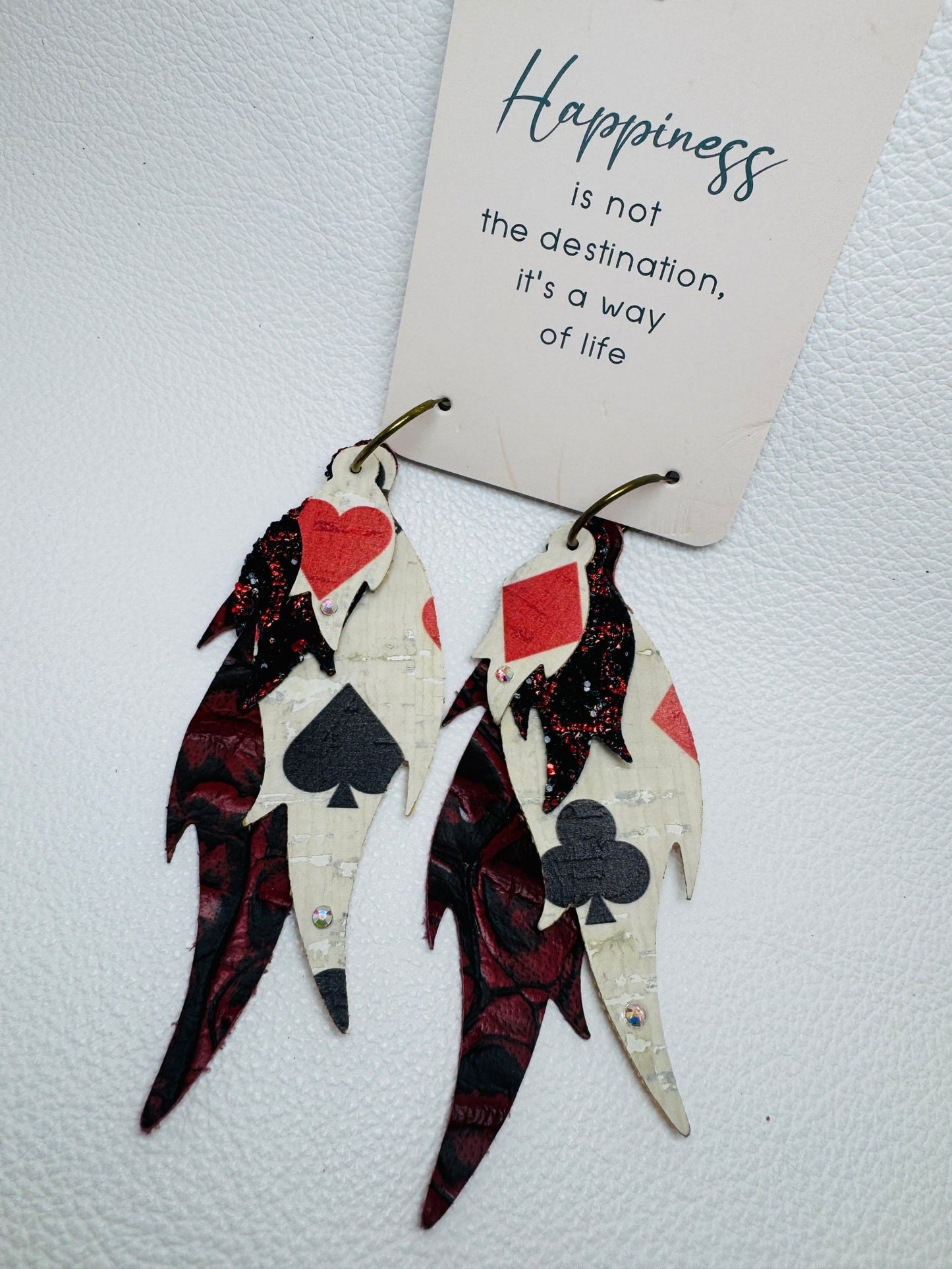 Lucky Draw Feather Earrings - Jagged Leather Handmade Jewelry