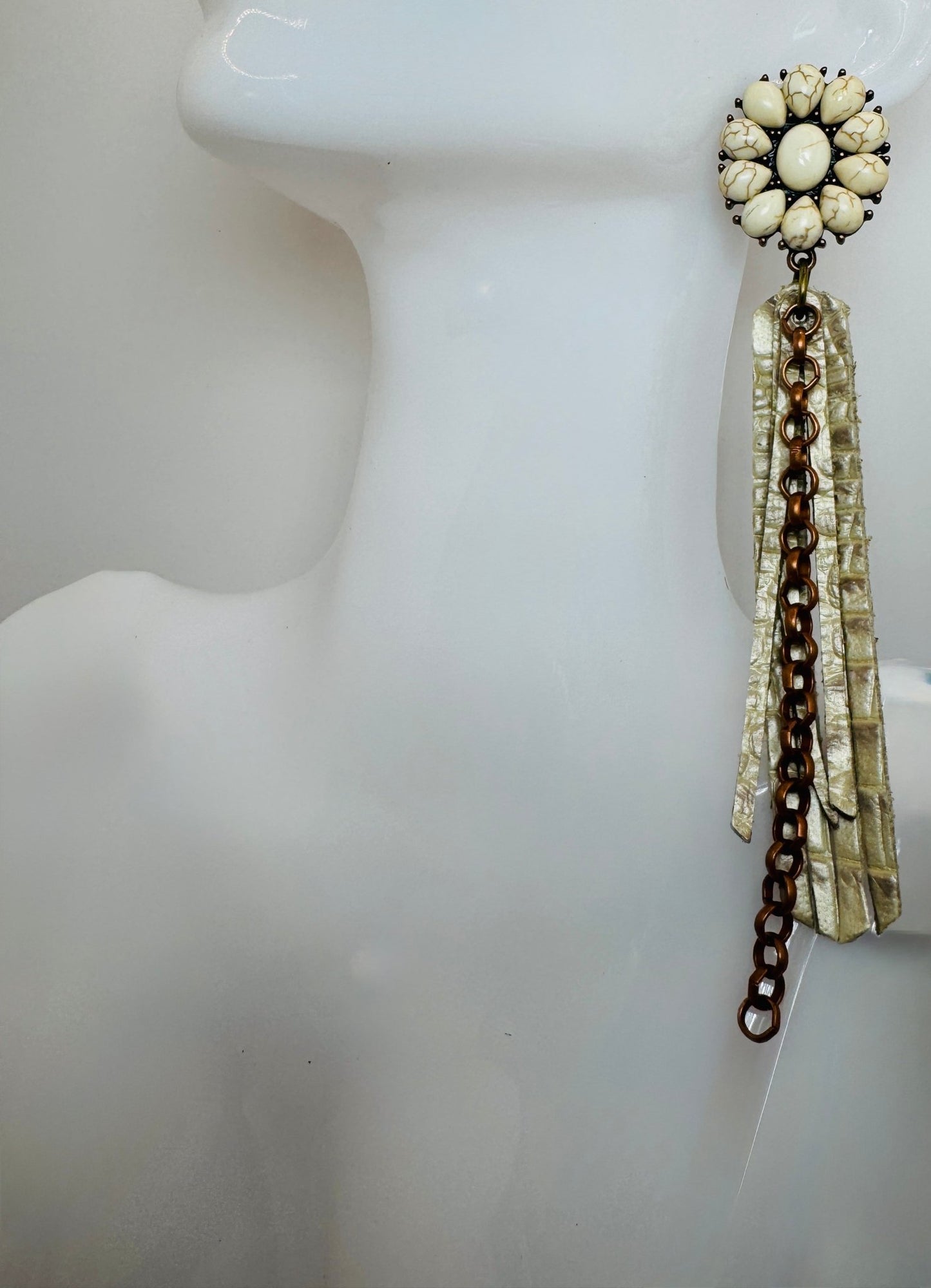 Western Bloom Tassel Earrings - Jagged Leather Handmade Jewelry