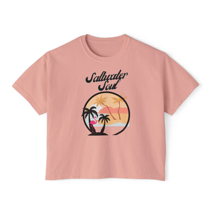 Salt Water Soul Women's Boxy Tee, Beachwear, Summer Tee, Casual Outfit, Vacation Top, Gift for Her, swim wear, costal living, sea life, ocean lover - Jagged Leather
