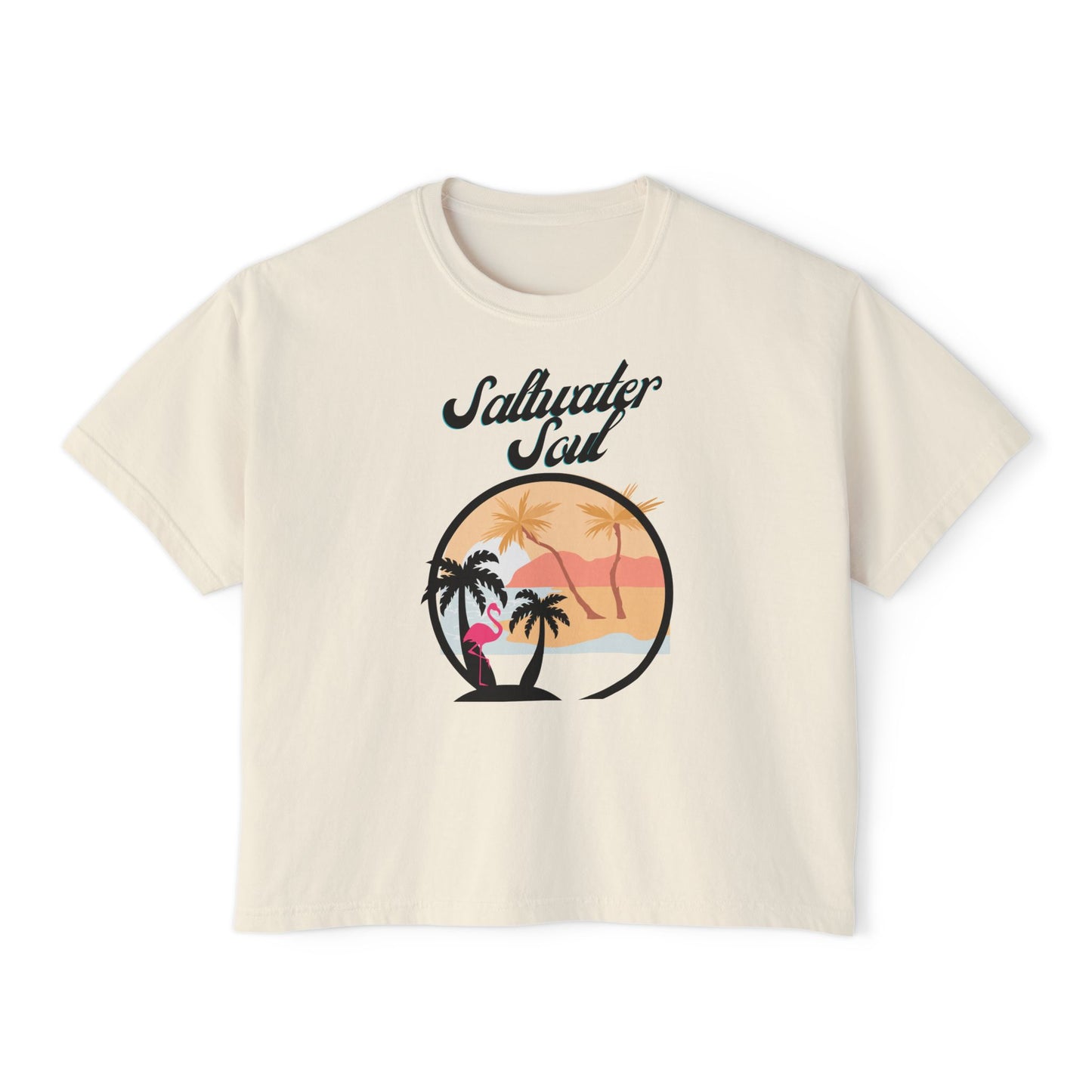 Salt Water Soul Women's Boxy Tee, Beachwear, Summer Tee, Casual Outfit, Vacation Top, Gift for Her, swim wear, costal living, sea life, ocean lover - Jagged Leather