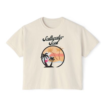 Salt Water Soul Women's Boxy Tee, Beachwear, Summer Tee, Casual Outfit, Vacation Top, Gift for Her, swim wear, costal living, sea life, ocean lover - Jagged Leather