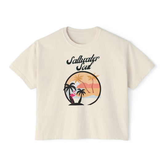 Salt Water Soul Women's Boxy Tee, Beachwear, Summer Tee, Casual Outfit, Vacation Top, Gift for Her, swim wear, costal living, sea life, ocean lover - Jagged Leather