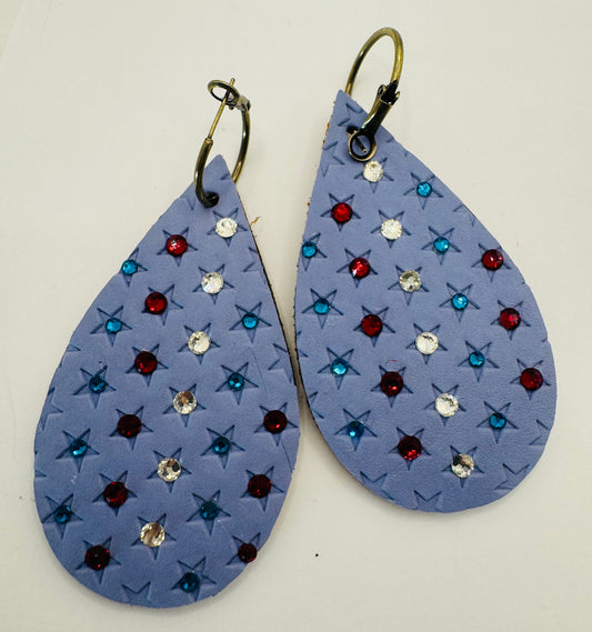 Red White & Blue mini rhinstone star Earrings