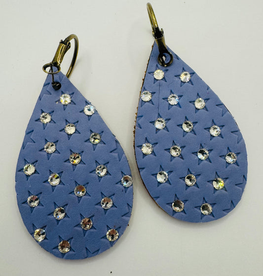 Blue with white Rhinestone Star Earrings