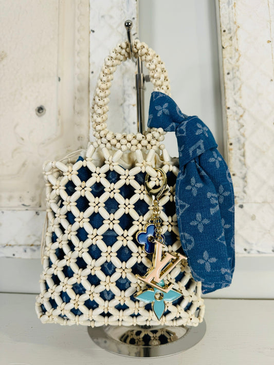 Serenity Beaded Sack Line - Blue Denim - Jagged Leather