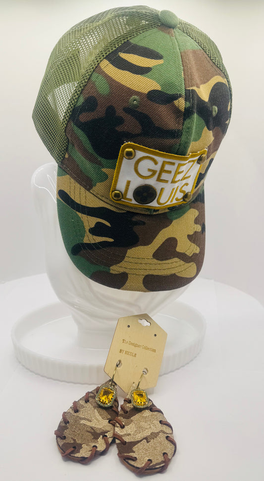 Designer Trucker Hats: GEEZ LOUIS CAMO