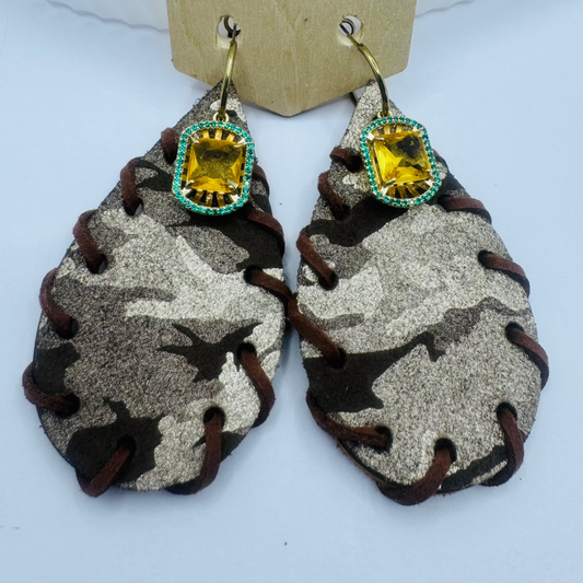 Gray sparkle Camo Earrings