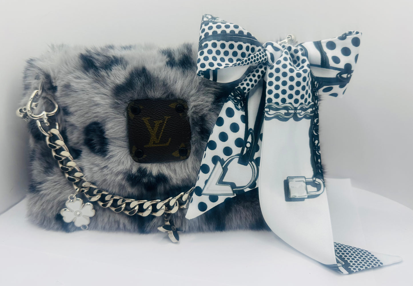 Grey Fuzz Designer Bag