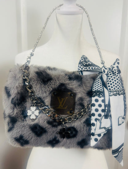 Grey Fuzz Designer Bag