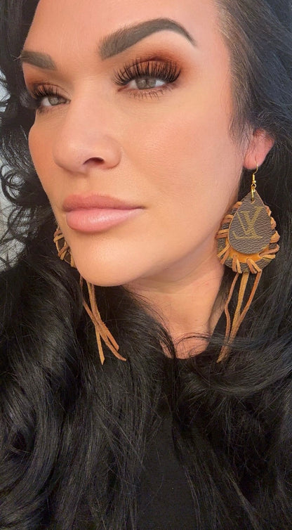 Designer Earrings: Boujee Threads - Jagged Leather