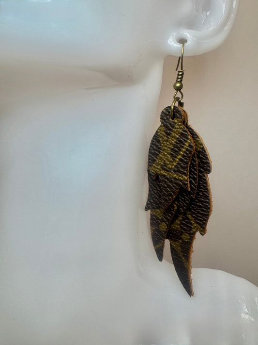 Designer Earrings: Feather Love - Jagged Leather
