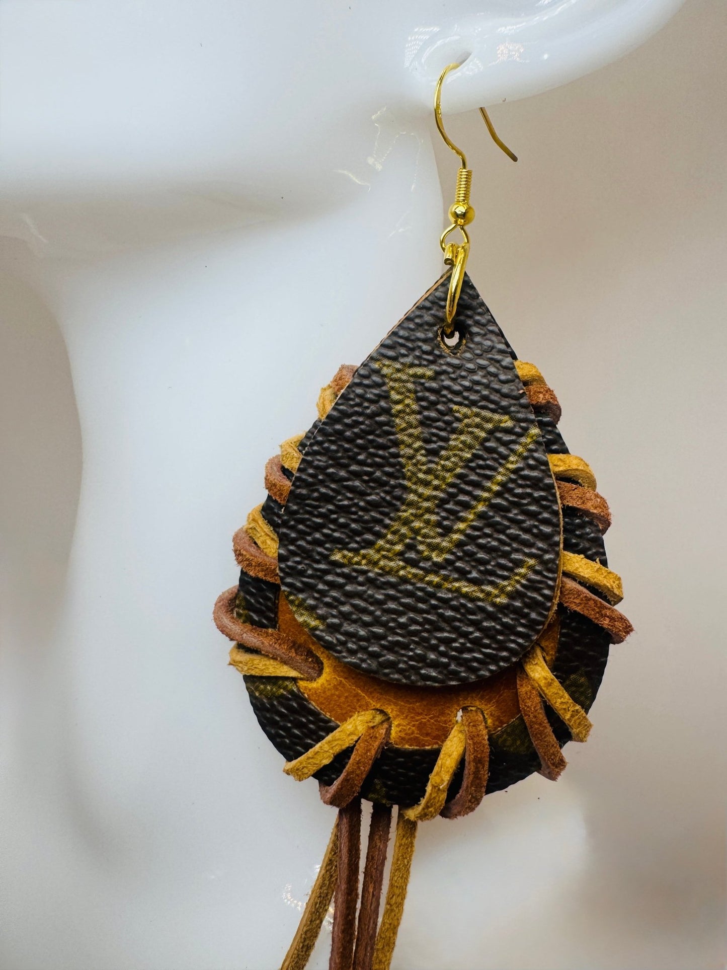 Designer Earrings: Boujee Threads - Jagged Leather