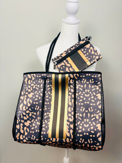 Black & Gold Leopard Neoprene Bag