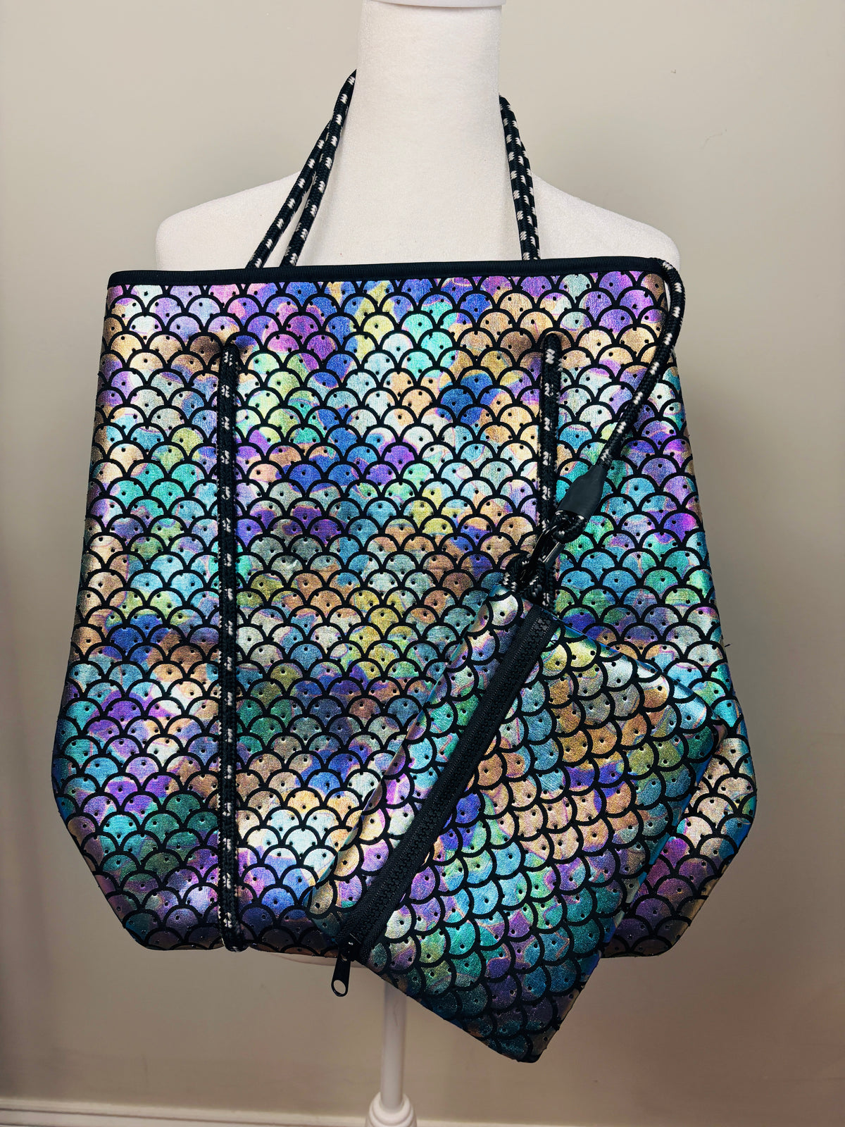 Bright Rainbow Mermaid Scale Neoprene Bag