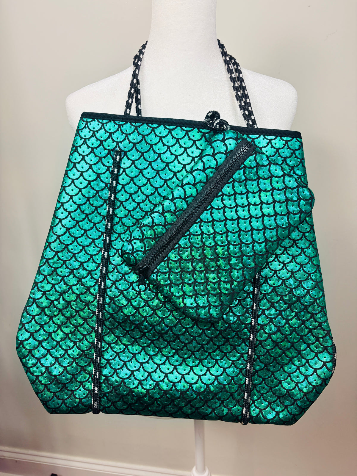 Emerald Green Mermaid Scale Neoprene Bag