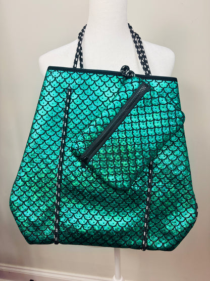 Emerald Green Mermaid Scale Neoprene Bag