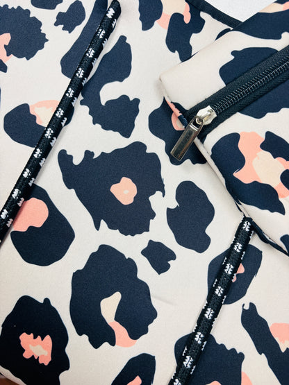 Cream Leopard Print Neoprene Tote Bag