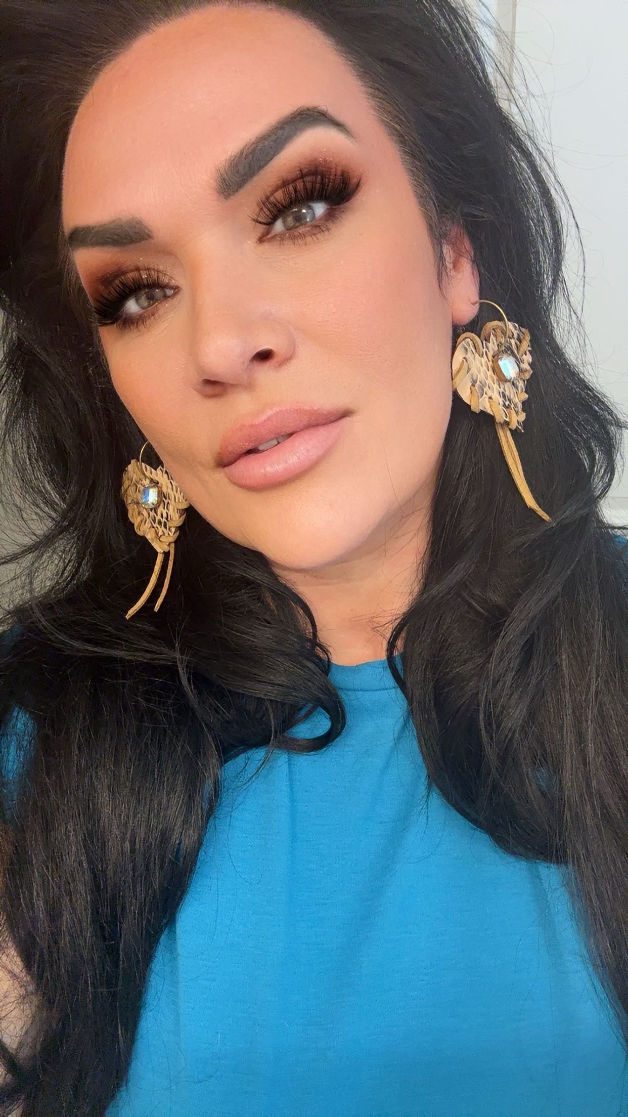 Unique Earrings: Python Heart - Jagged Leather