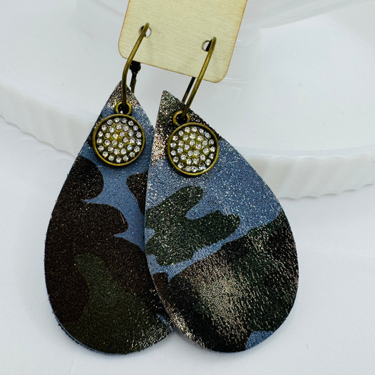 Blue Camo sparkle Earrings