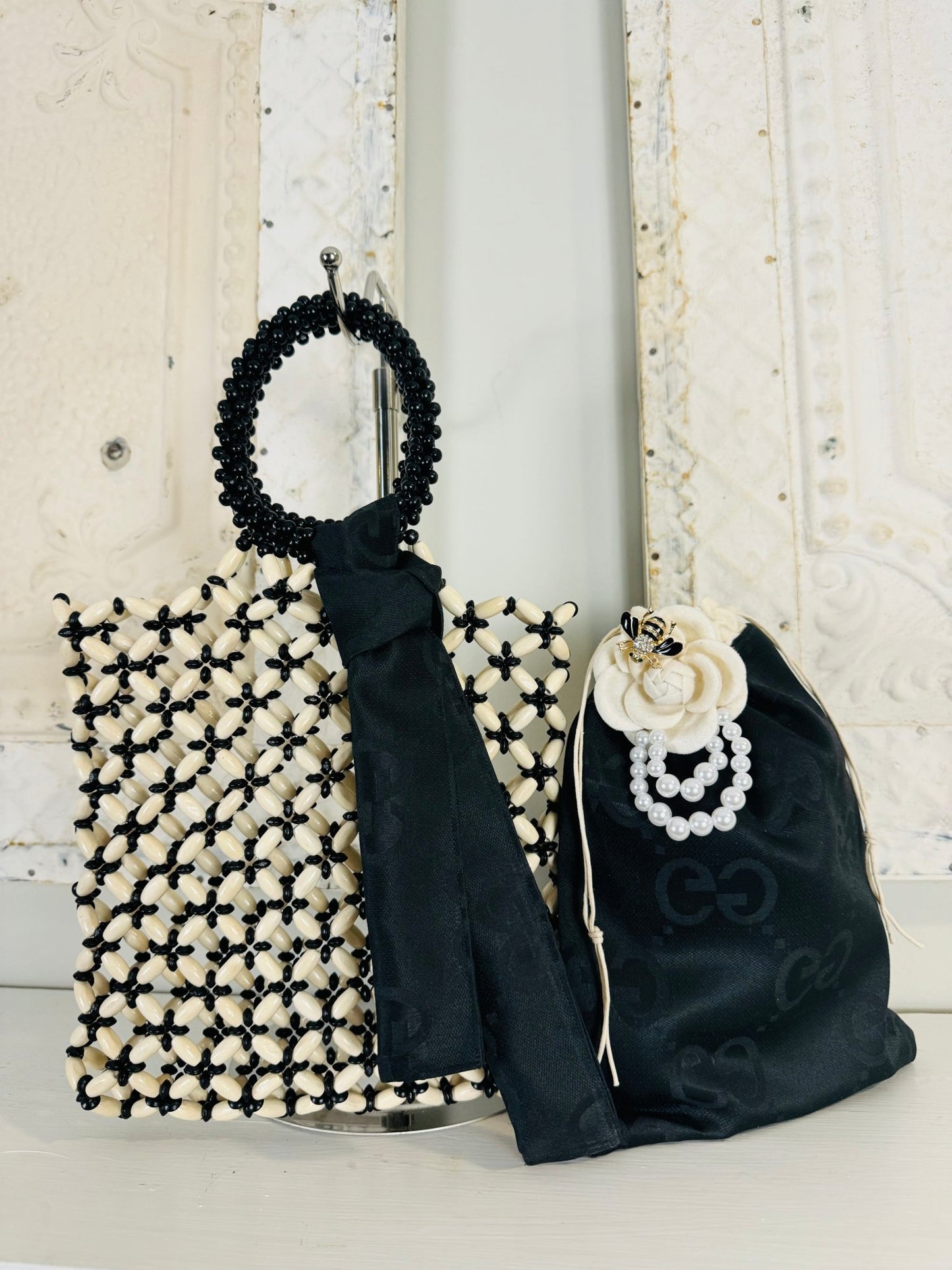 Serenity Beaded Sack Line - black - Jagged Leather
