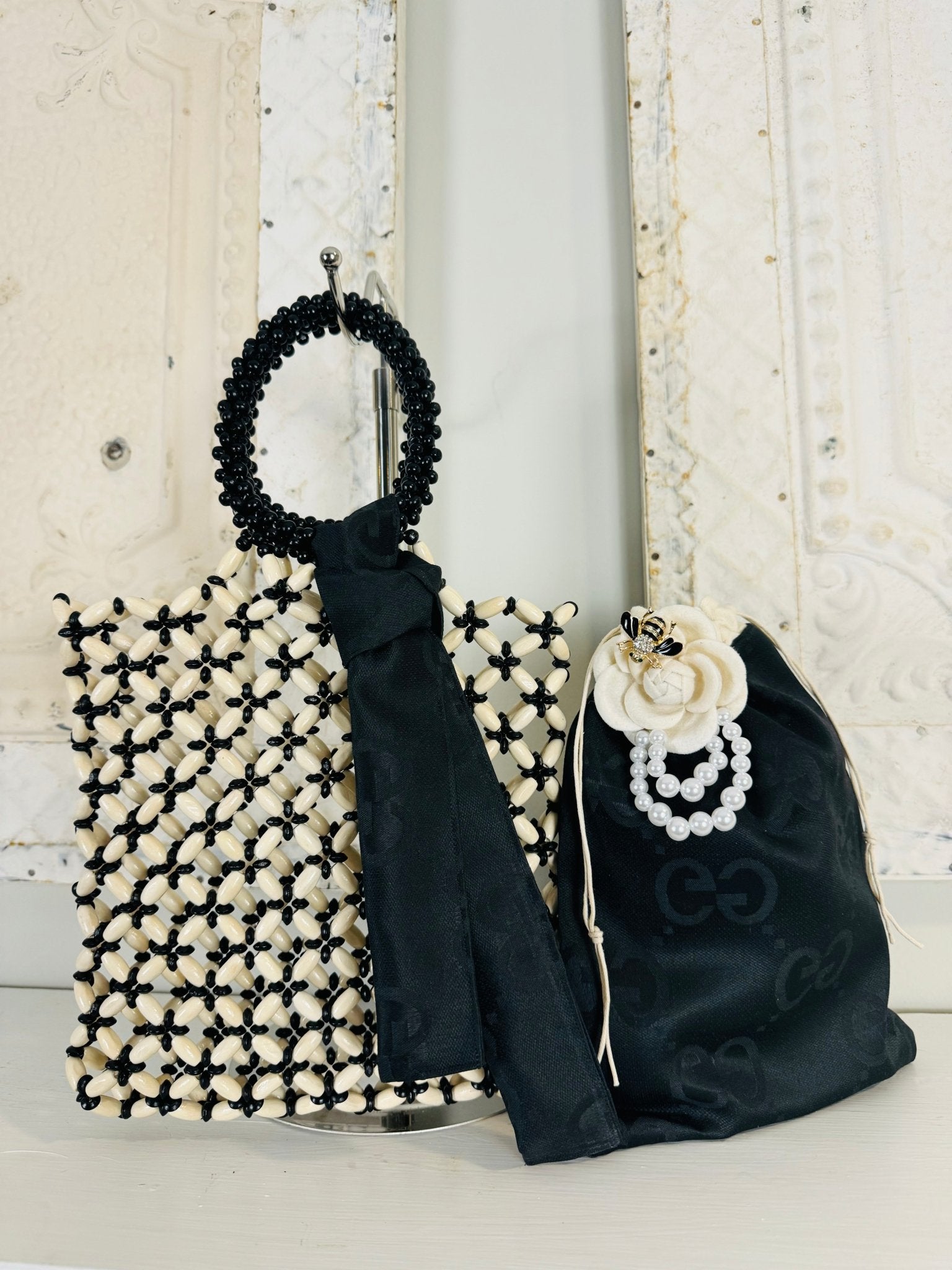 Serenity Beaded Sack Line - black - Jagged Leather