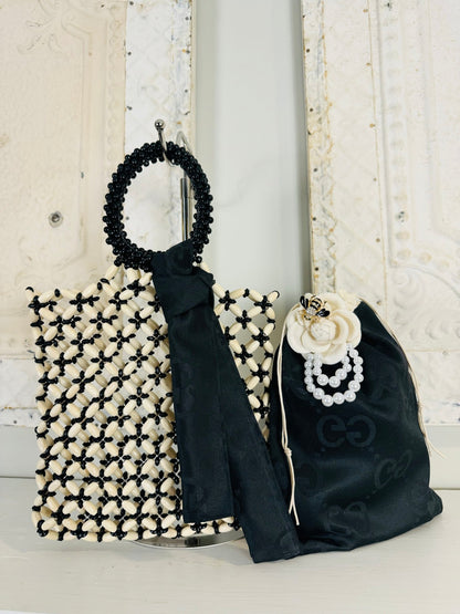 Serenity Beaded Sack Line - black - Jagged Leather