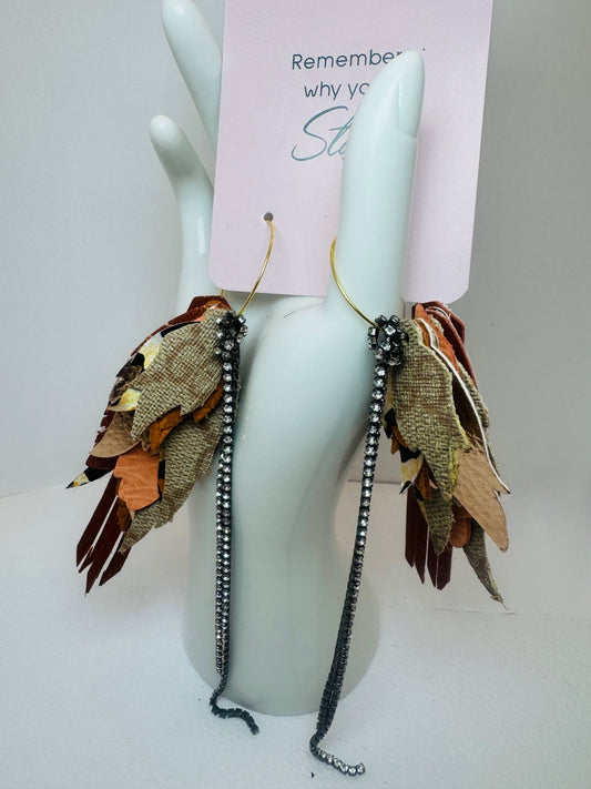 Feather Fun Earrings: Designer in BLush & Leopard - Jagged Leather