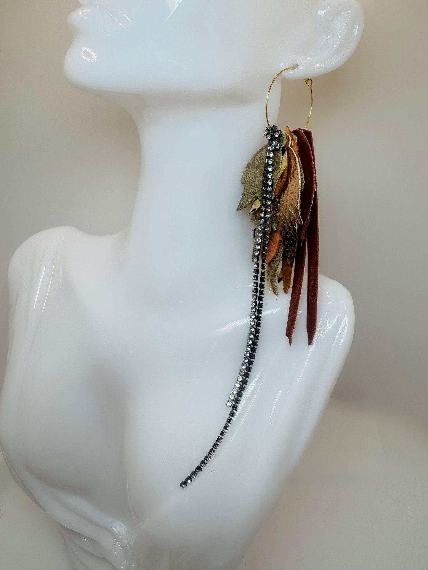 Feather Fun Earrings: Designer in BLush & Leopard - Jagged Leather