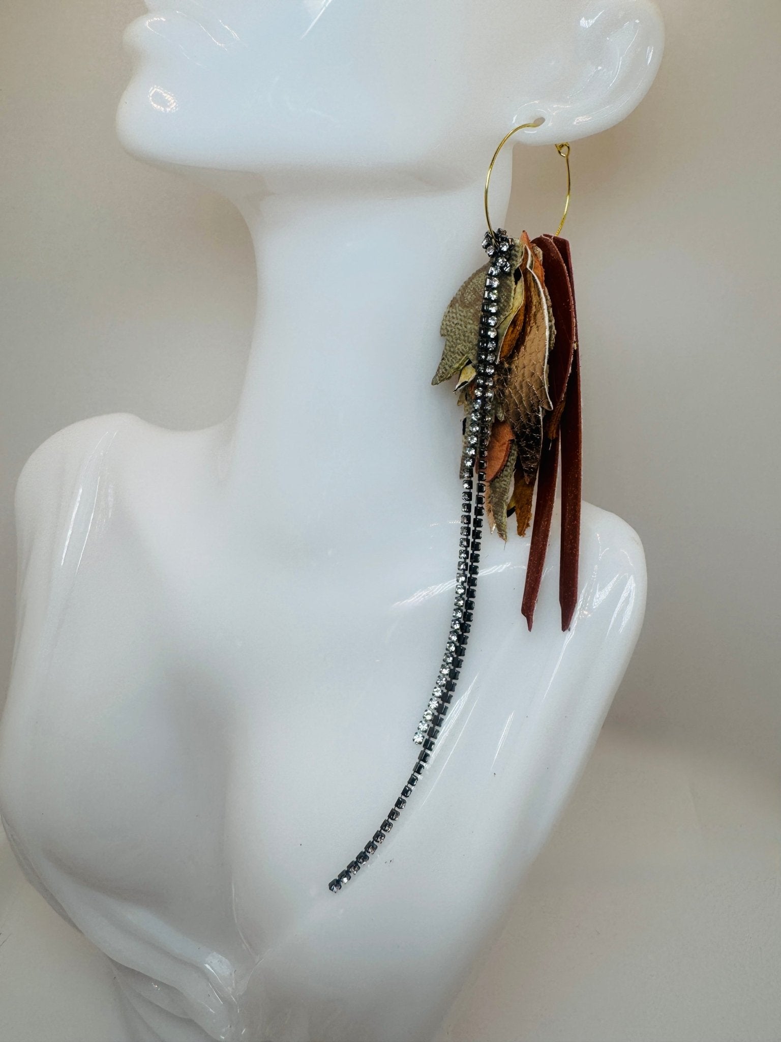 Feather Fun Earrings: Designer in BLush & Leopard - Jagged Leather