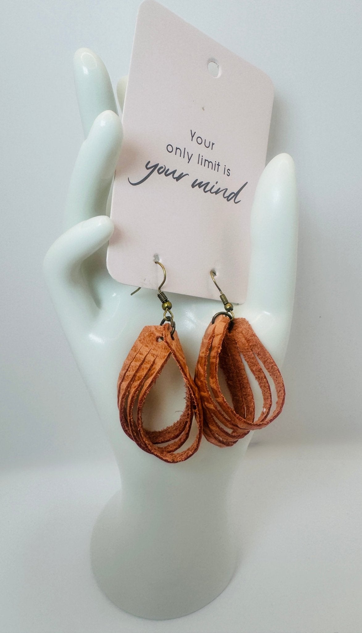 Unique Earrings: Stripe Tease Peach Jungle texture - Jagged Leather