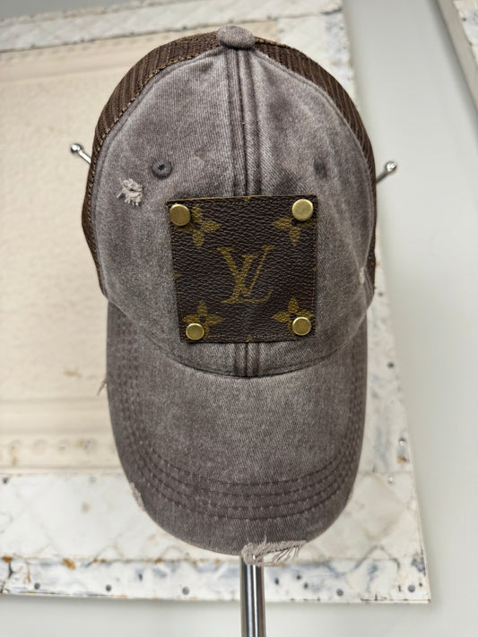 Trendy Tattered Collection: Washed Brown Denim - Jagged Leather