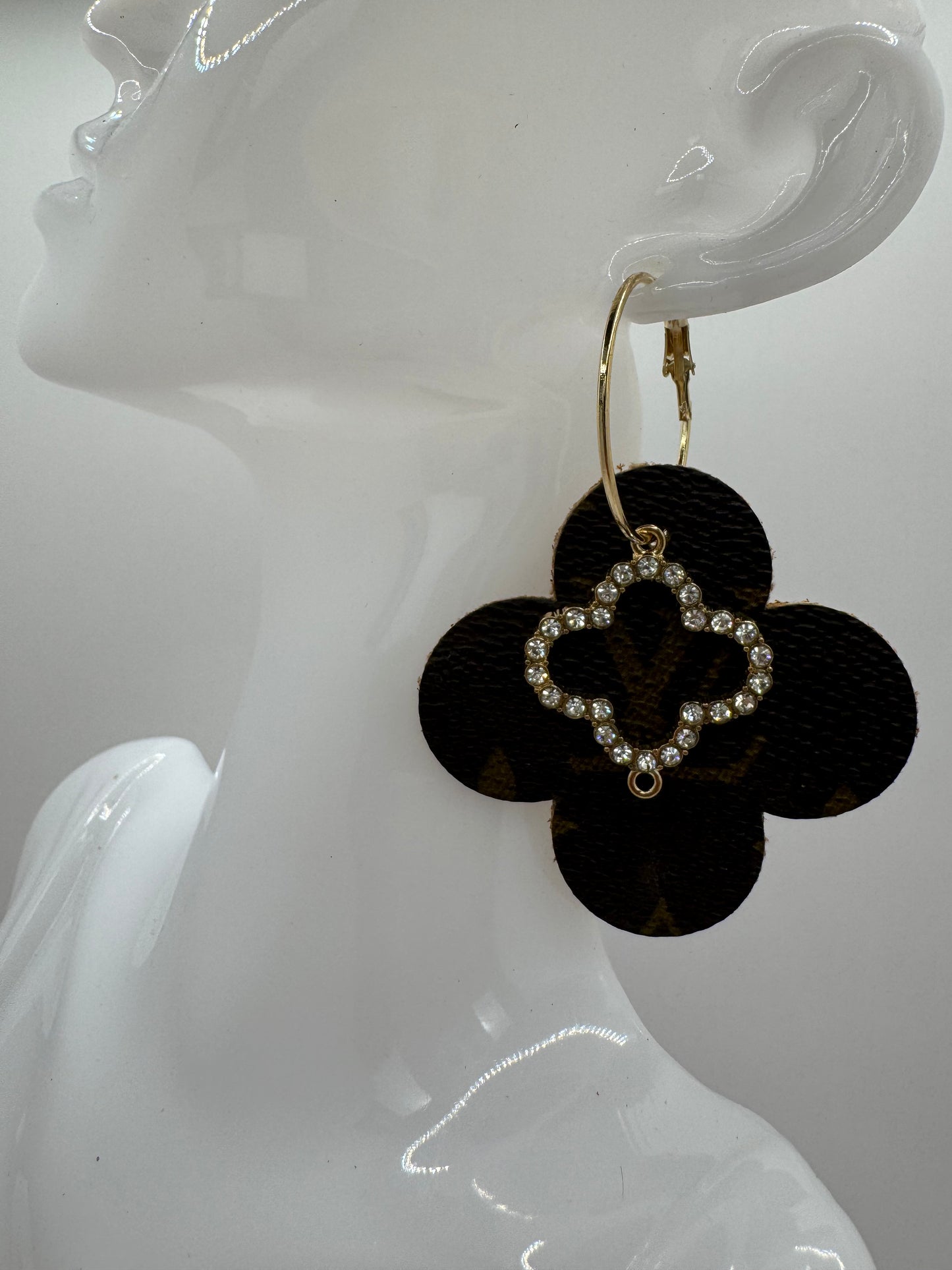 Brown Designer Clover Earrings