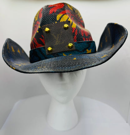 Blue & Red Designer Cowboy Hat-Fireworks