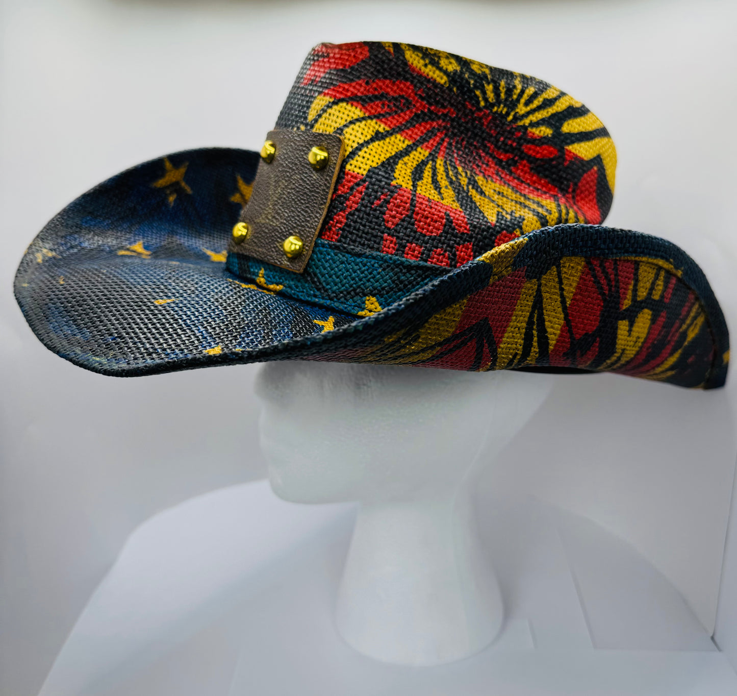 Blue & Red Designer Cowboy Hat-Fireworks
