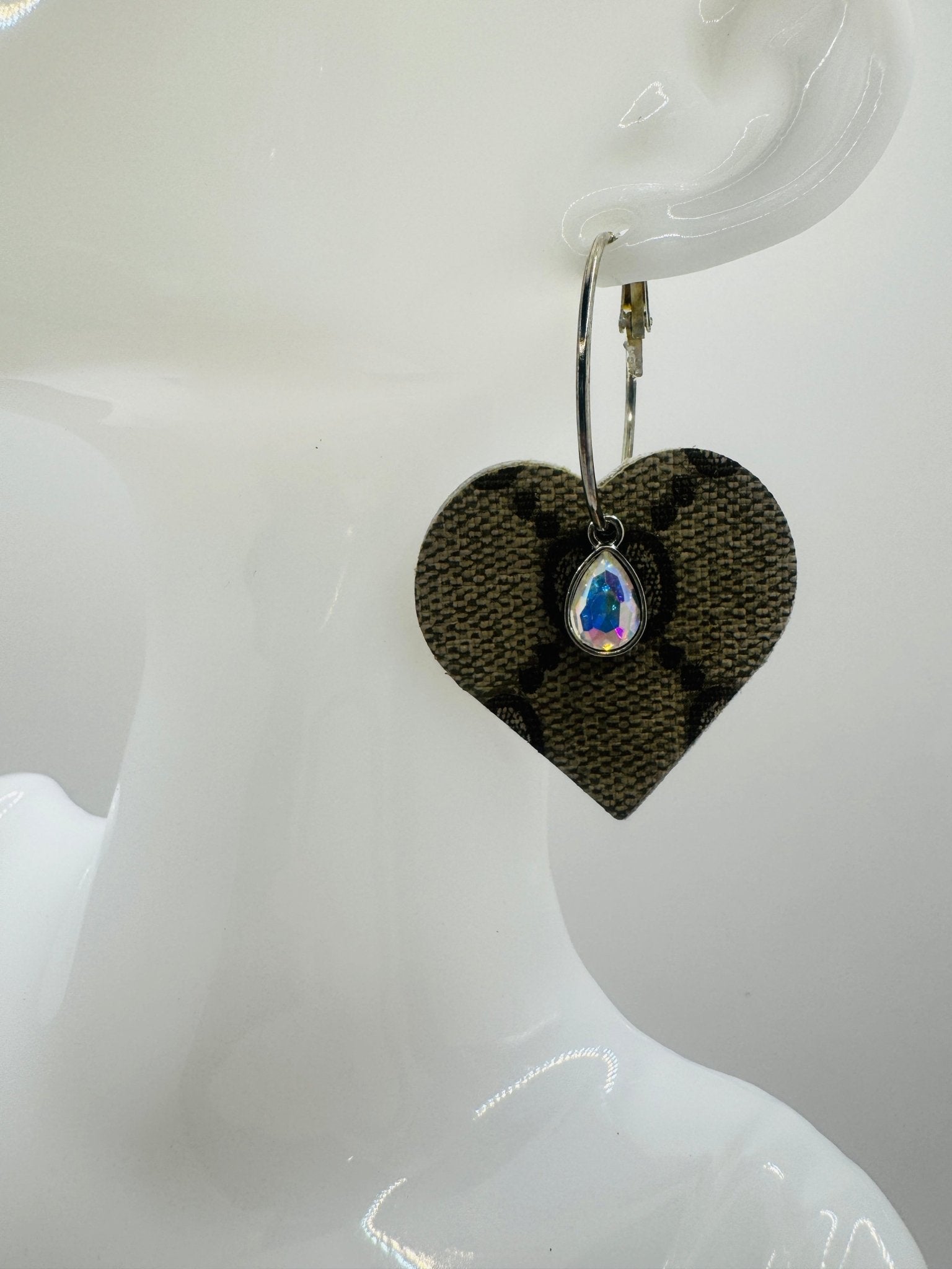 Authentic Recycled Designer Leather Earrings with silver accents - Jagged Leather