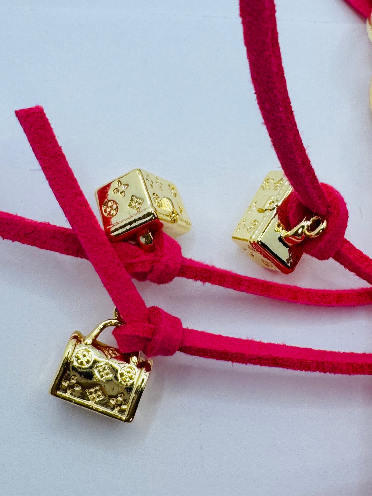 Hot Pink Leather Key Chain