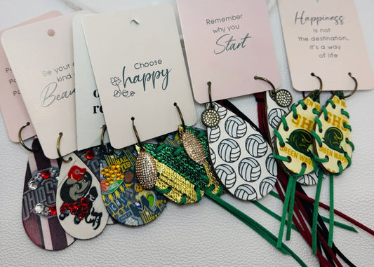 Custom Sports Earrings - Jagged Leather Handmade Jewelry