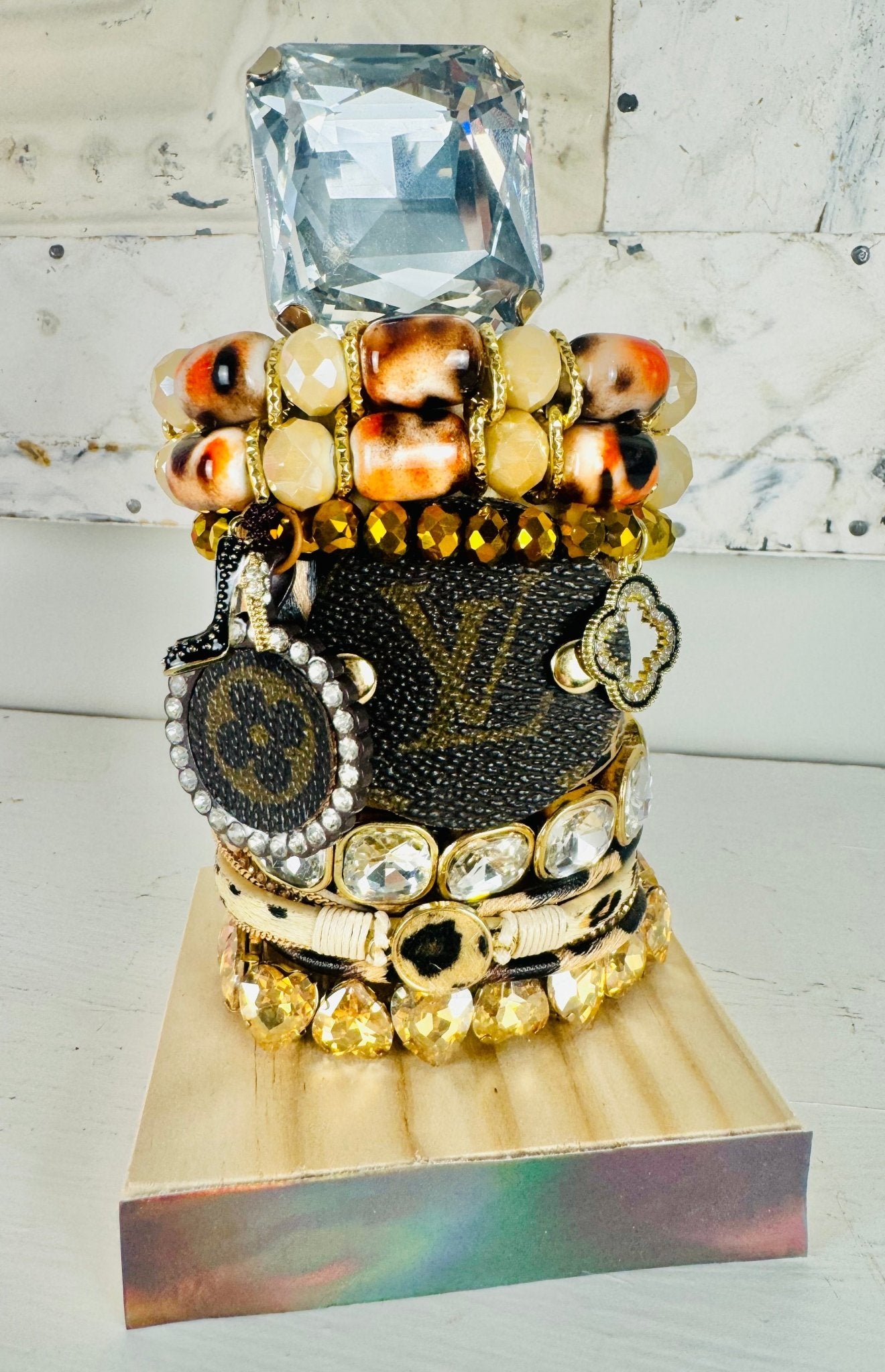Designer Bracelet Stacks - Leopard - Jagged Leather