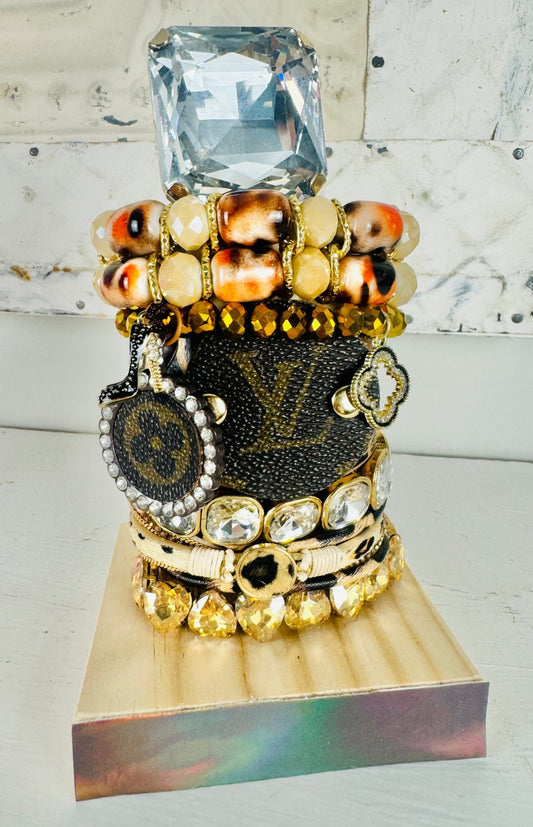 Designer Bracelet Stacks - Leopard - Jagged Leather