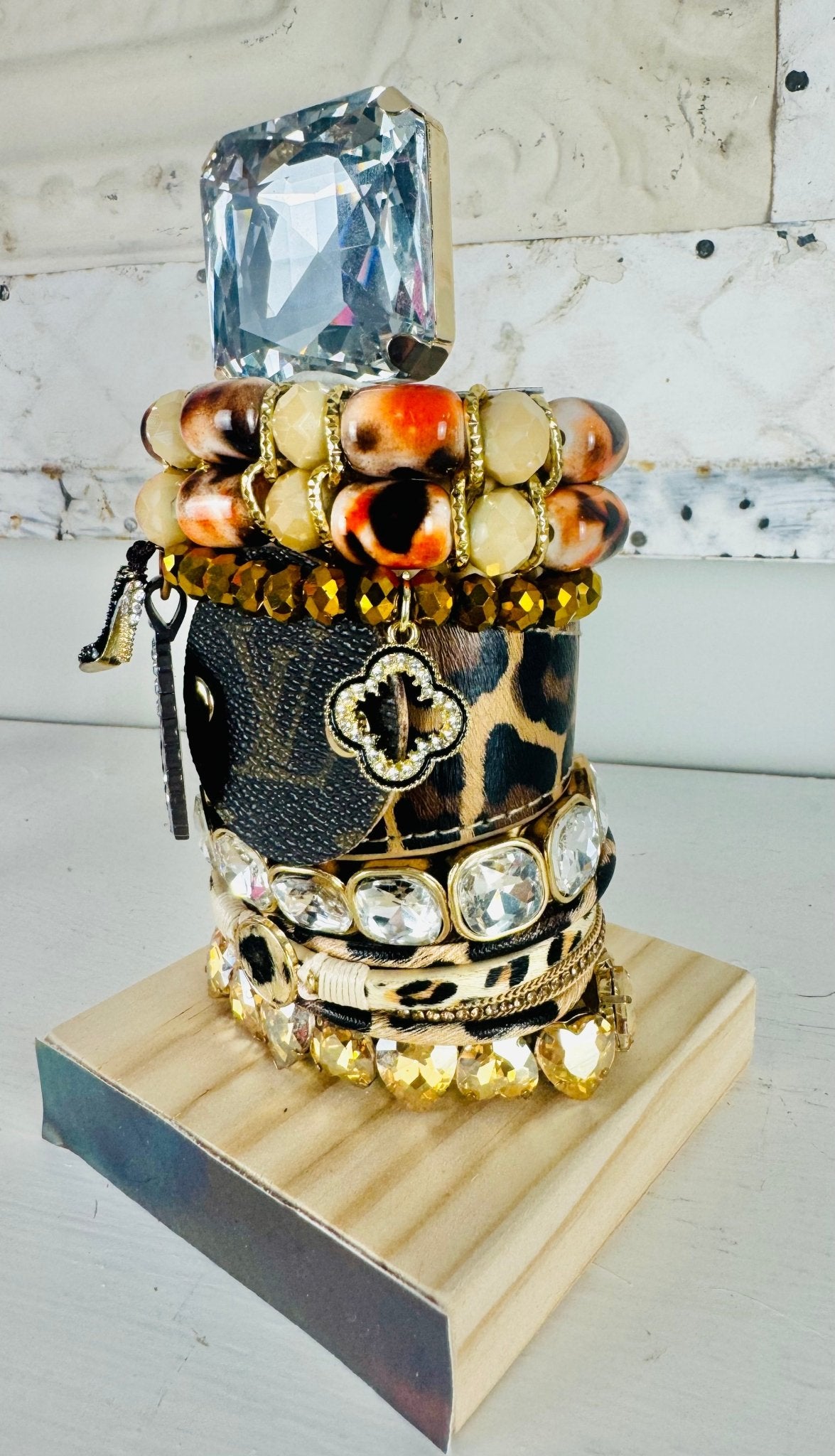 Designer Bracelet Stacks - Leopard - Jagged Leather