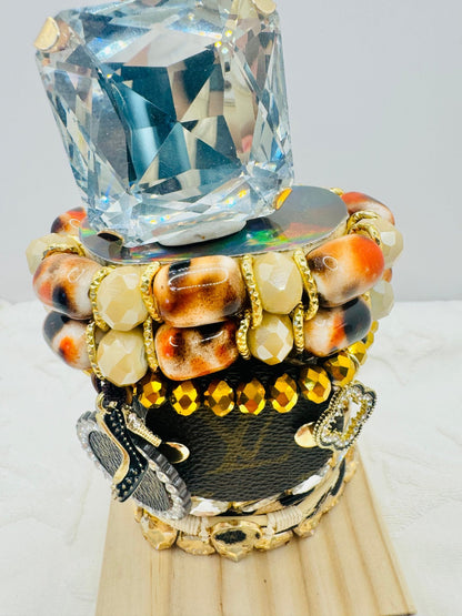 Designer Bracelet Stacks - Leopard - Jagged Leather