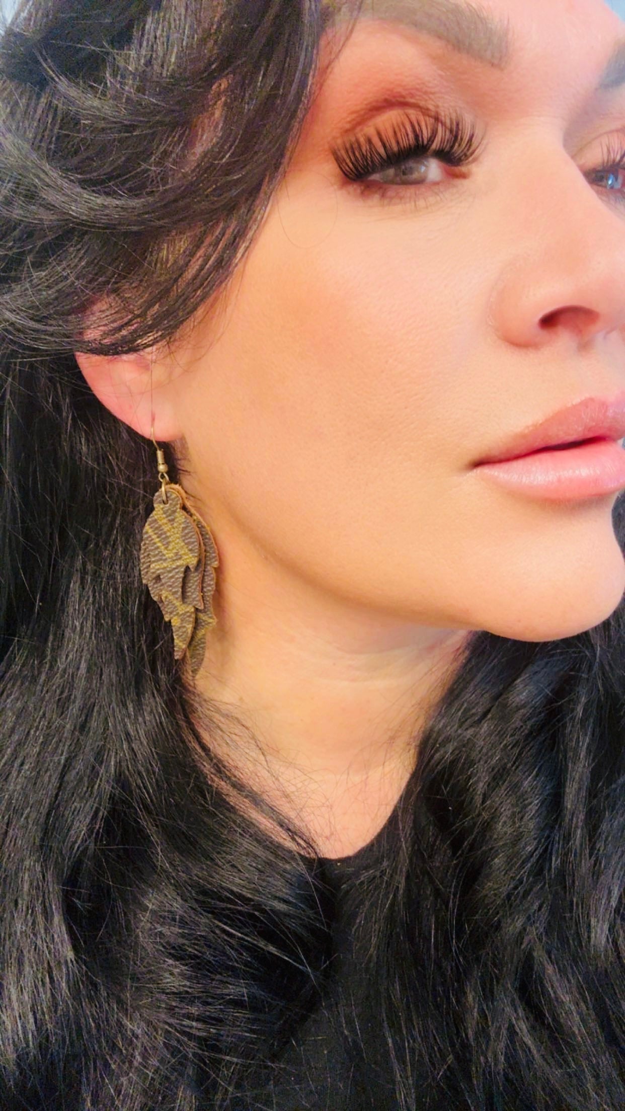 Designer Earrings: Feather Love - Jagged Leather