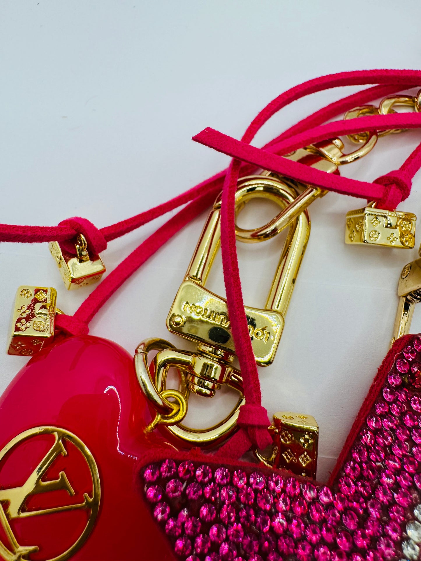 Hot Pink Leather Key Chain