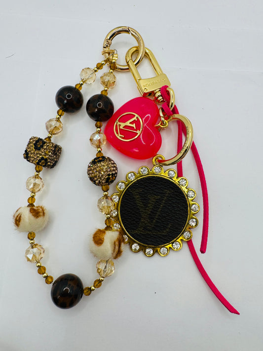 Hot Pink Leopard Key Chain
