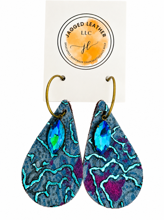 Minty blue Leather Earrings